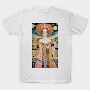 Gustav Klimt's London Splendor: Inspired Cityscape T-Shirt